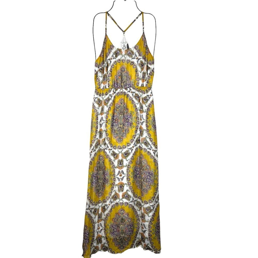 Anthropologie Akemi + Kin Mustard Medallion Paisley Print Maxi Dress Boho Small